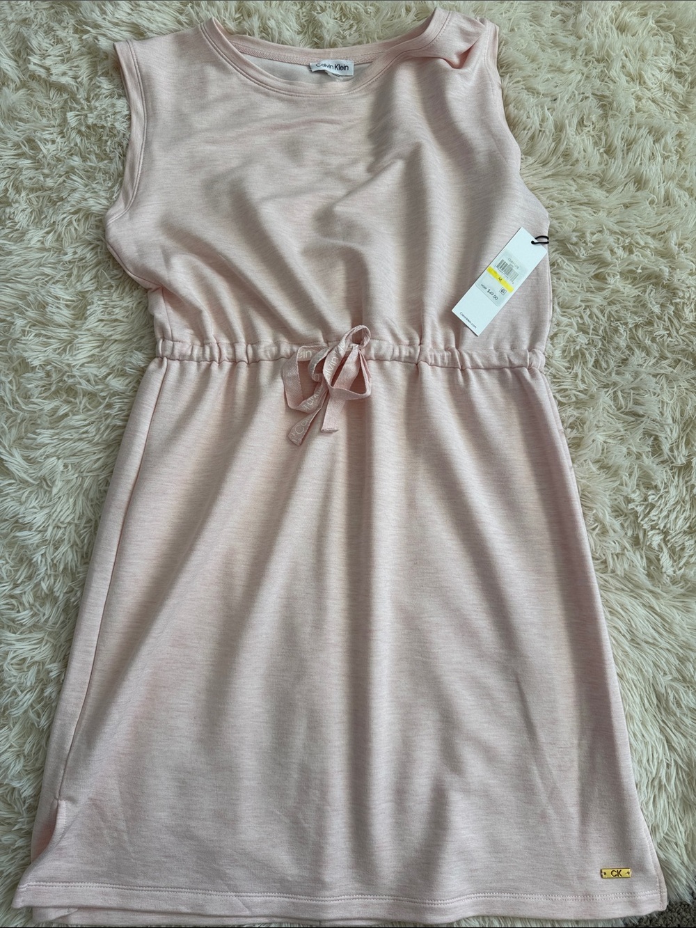 Calvin Klein Light Blush Pink Drawstring Sleep Chemise